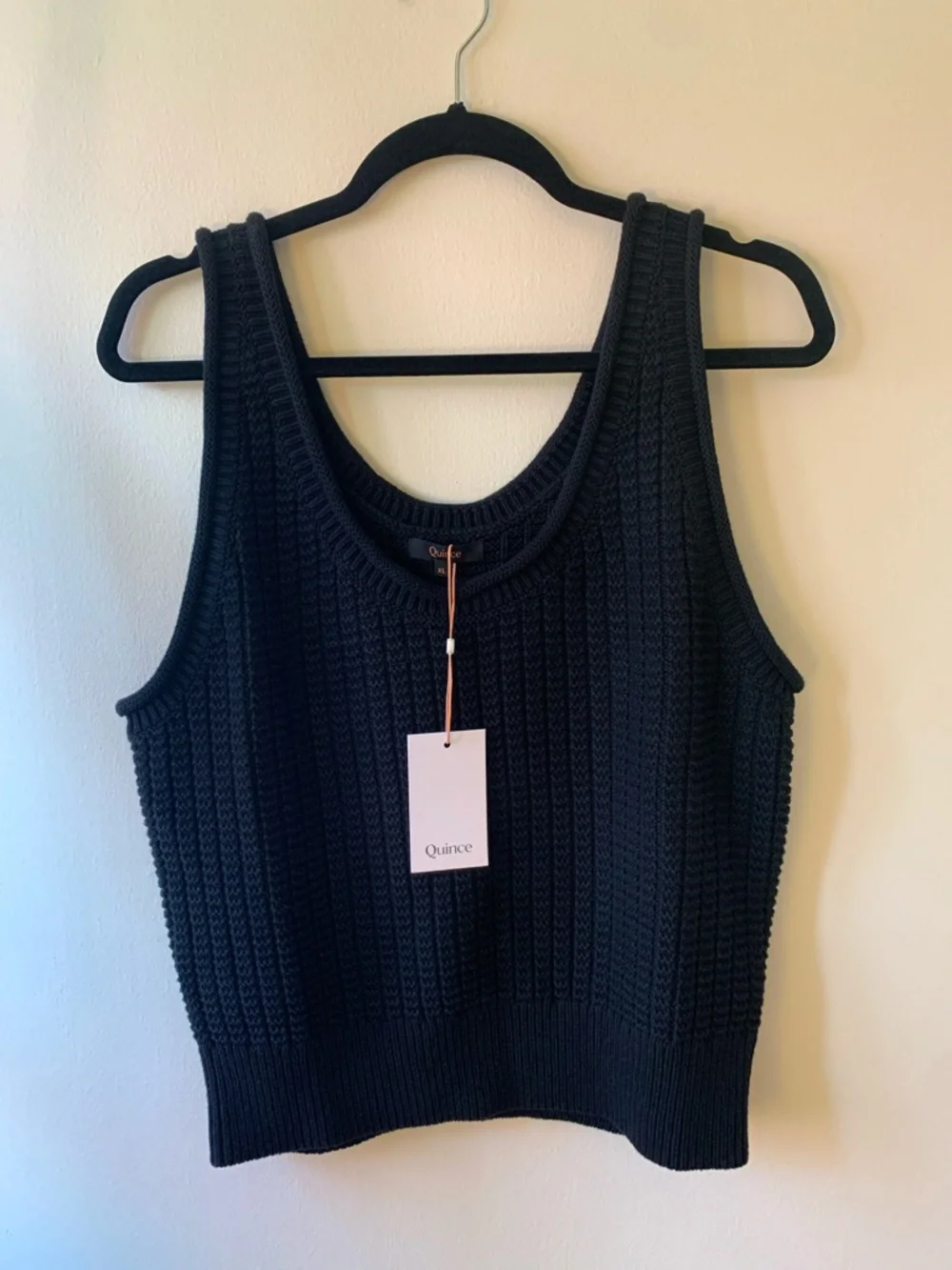 Quince Black Ribbed Knit Tank Top - Picture 1 of 5